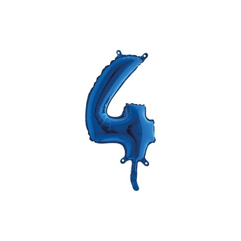 PALLONE NUMERO 4 MYLAR 14 36cm BLU
