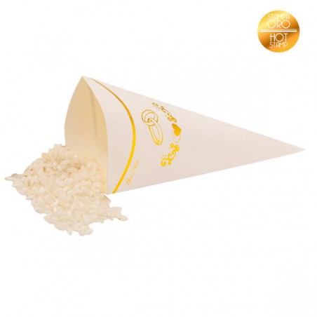 CONI CARTA WEDDING STAMPA ORO 7x13cm 10pz