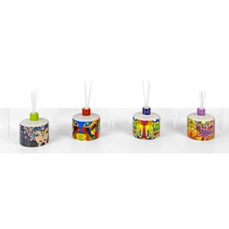 BOTTIGLIA PROFUMATORE CERAMICA STILE NAIF 7,6x7,6x7,8CM CON GIFT BOX