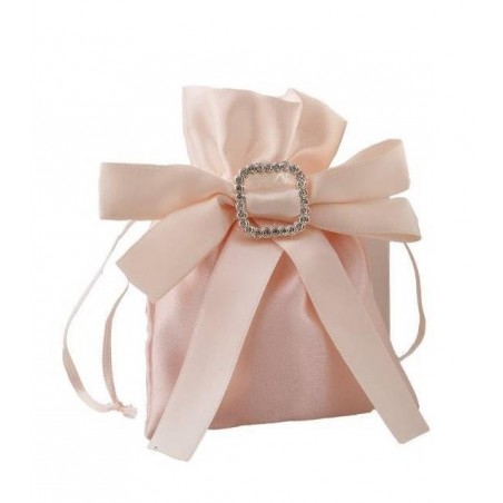 SACCHETTO RASO C/FIOCCO & STRASS H.16cm COL.PESCA 12pz