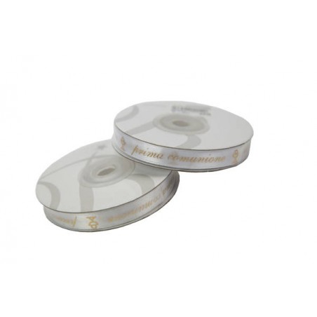 NASTRO RASO mm10x25mt COMUNIONE BIANCO-ORO