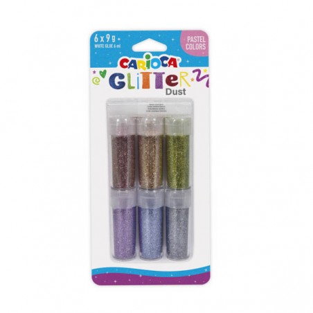 CARIOCA GIARA POLVERE GLITTER 50gr 6pz COLORI PASTEL