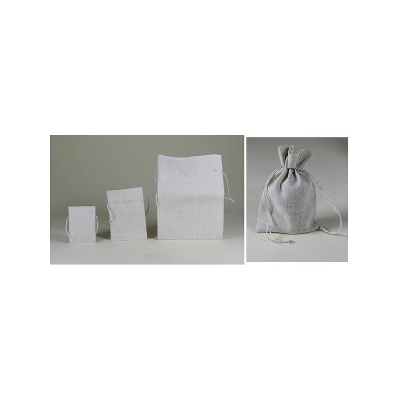SACCO JUTA CON CORDINI 10xH20cm AVORIO 5pz