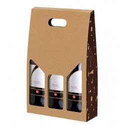 SCATOLA 3 BOTTIGLIE C/MAN. E FIN. 27x9x38cm KRAFT GRAFICA DIVINO