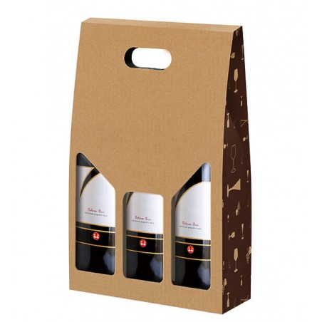 SCATOLA 3 BOTTIGLIE C/MAN. E FIN. 27x9x38cm KRAFT GRAFICA DIVINO