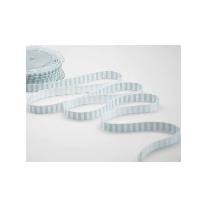 NASTRO RASO CAMELIA mm10x15mt RIGHE AZZURRO