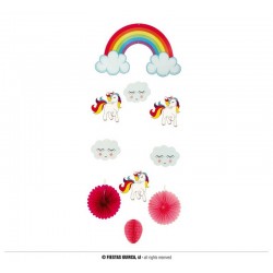 FESTONE PENDENTE DECORATIVO UNICORNO 40x72cm 10pz