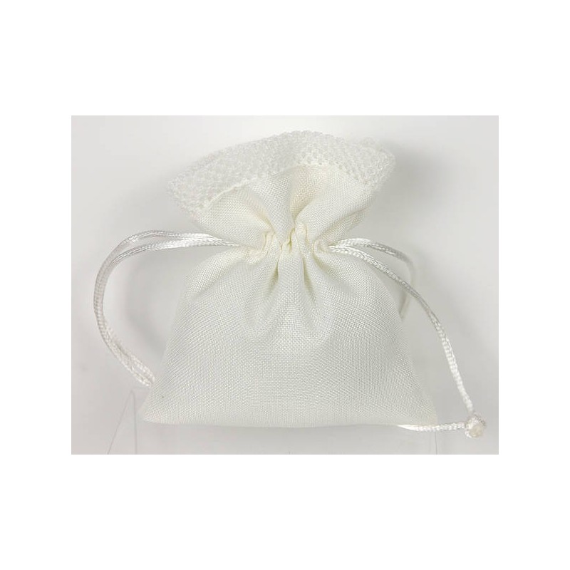 SACCHETTO TESSUTO CON TIRANTE 11x9cm AVORIO 12pz