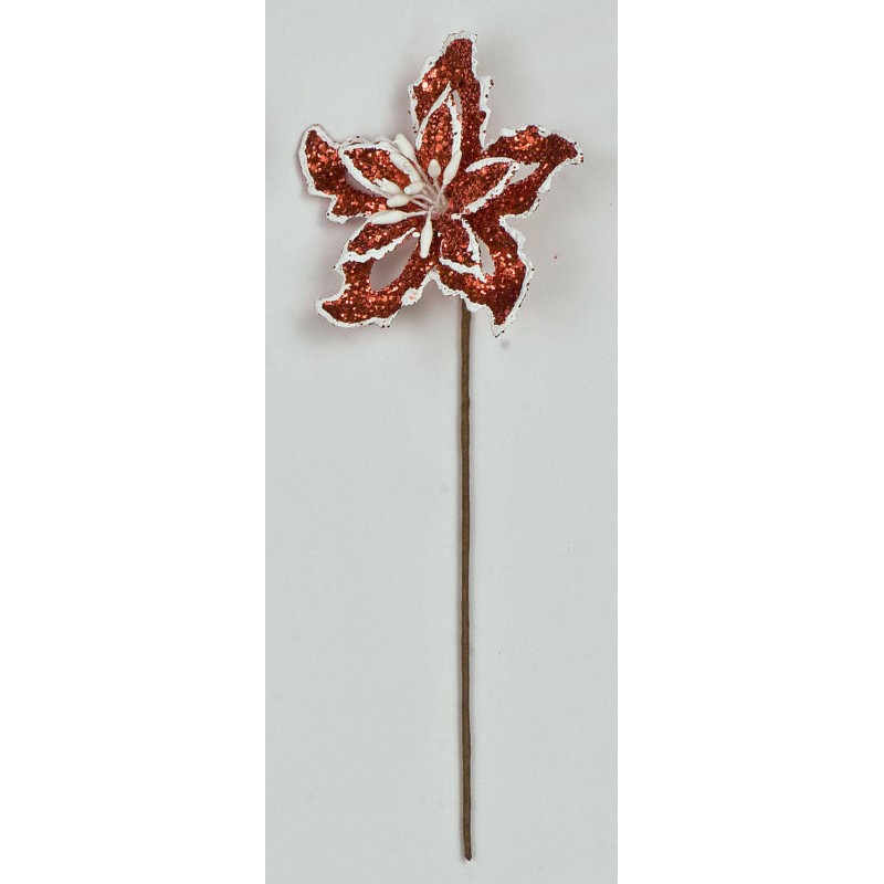 STELLA DI NATALE C/GLITTER ROSSO ø5cm 12pz