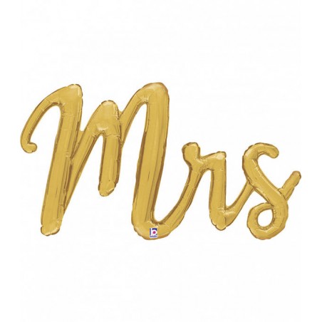 PALONE MYLAR SCRITTA AD ARIA “MRS” CORSIVO ORO H.99cm