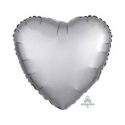 PALLONE MYLAR CUORE 17 42cm SATIN PLATINUM