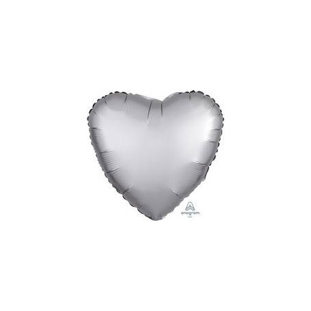 PALLONE MYLAR CUORE 17 42cm SATIN PLATINUM