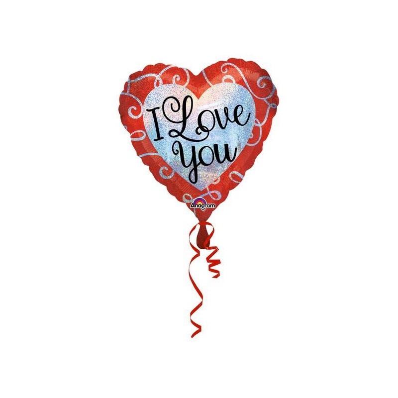 PALLONE MYLAR SPARKLE HEART LOVE YOU 42cm