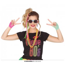 SET ANNI 80 8pz (2 extension colorate, occhiali, 2 guanti , 4 collane , orecchini)