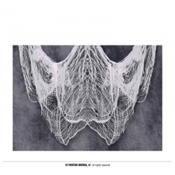 TELO IN STOFFA BIANCO EFFETTO RAGNATELA 200x500cm