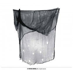 TELO IN STOFFA NERO EFFETTO RAGNATELA 200x500cm