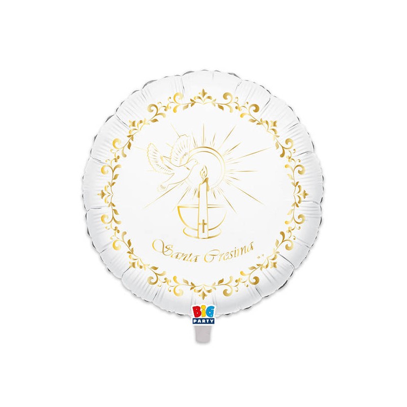 PALLONE MYLAR TONDO 18 45cm CRESIMA GOLD