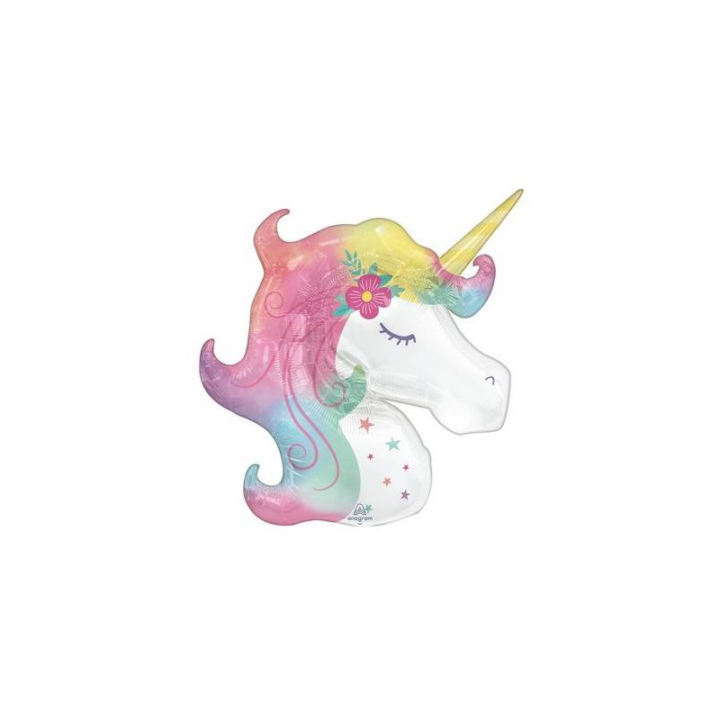PALLONE MYLAR S/SHAPE UNICORNO INCANTATO 83x73cm