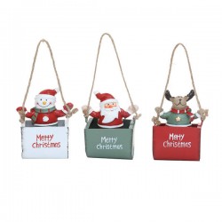 SOGGETTO C/CESTELLO E APPENDINO  XMAS H.8cm 3ass. 1pz