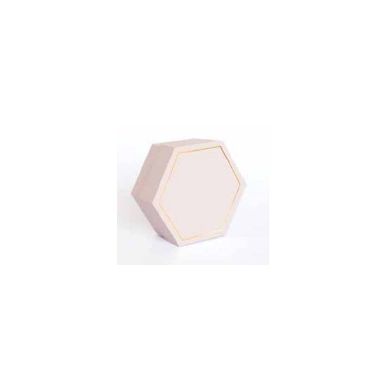 SCATOLA ESAGONALE C/DIVISORE INT. SEI SCOMPARTI 16x16x4cm ORO/ROSA 5pz