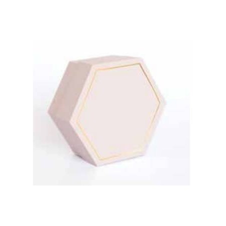 SCATOLA ESAGONALE C/DIVISORE INT. SEI SCOMPARTI 16x16x4cm ORO/ROSA 5pz