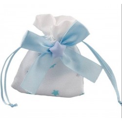 SACCHETTO BIANCO C/STELLINE AZZURRE BIMBO H.10cm 12pz