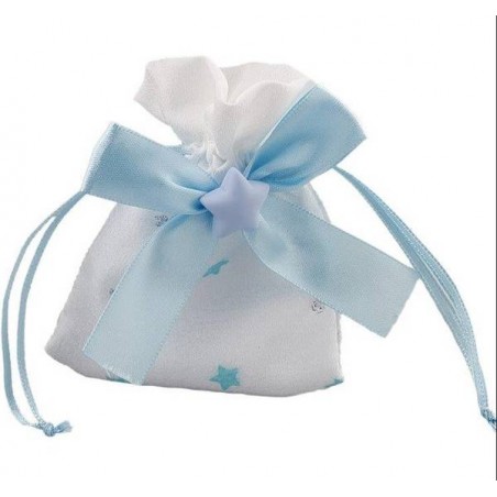 SACCHETTO BIANCO C/STELLINE AZZURRE BIMBO H.10cm 12pz
