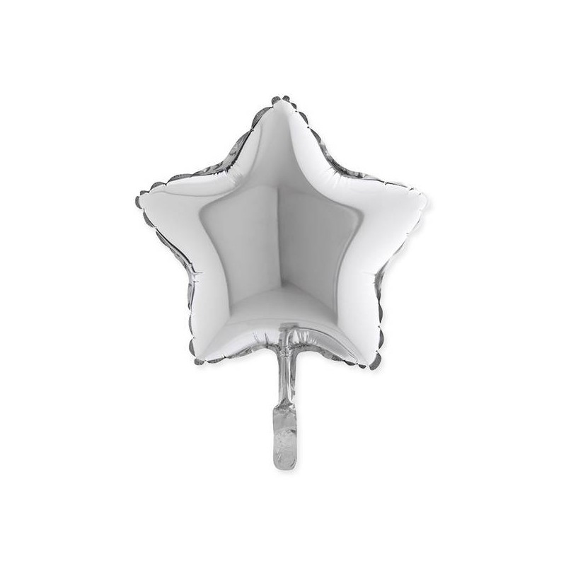 PALLONE MYLAR 23cm 9'' STELLA ARGENTO METAL