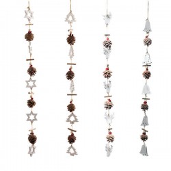 GHIRLANDA C/PIGNE E SOGGETTI LEGNO H.85cm ASS.TI 1pz 358334