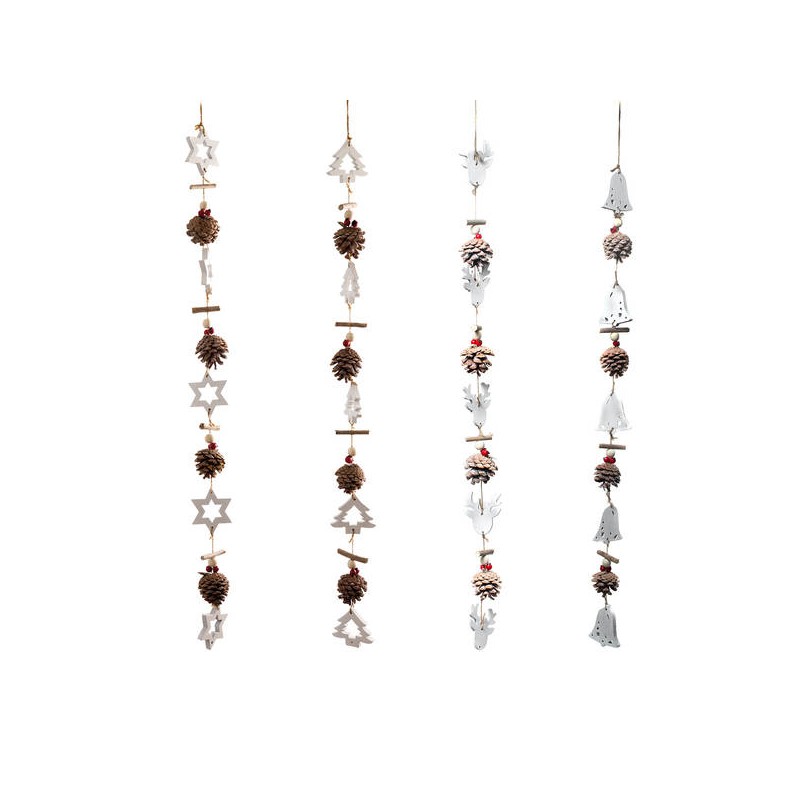 GHIRLANDA C/PIGNE E SOGGETTI LEGNO H.85cm ASS.TI 1pz 358334