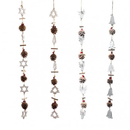 GHIRLANDA C/PIGNE E SOGGETTI LEGNO H.85cm ASS.TI 1pz 358334