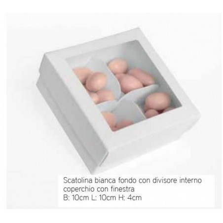 SCATOLA C/DIVISORE 4 SCOMP. 10x10x4cm BIANCA 10pz