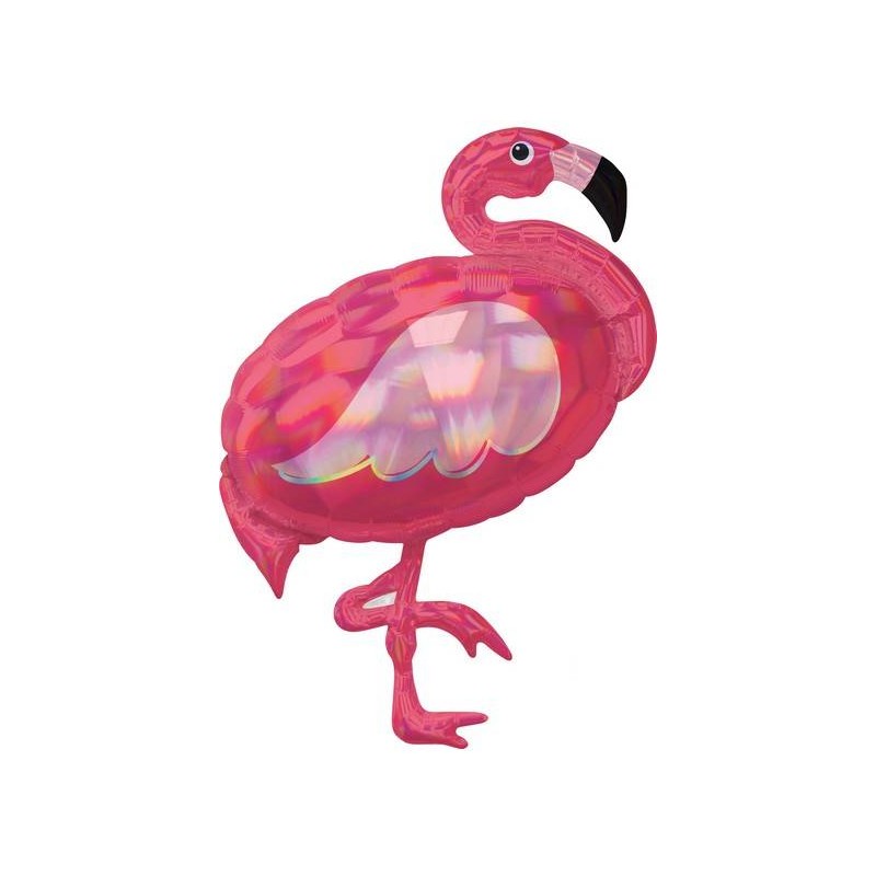 PALLONE MYLAR FENICOTTERO ROSA S/SHAPE IRIDESCENTE 71x83cm