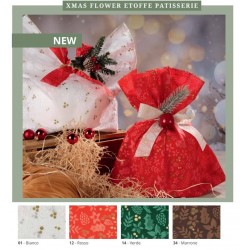 SACCHETTO XMAS FLOWER ETOFFE PATISSERIE 38x41+16cm 10pz...