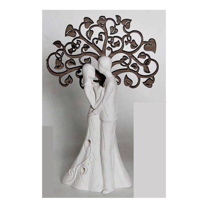 COPPIA SPOSI GRANDE C/ALBERO DELLA VITA LEGNO