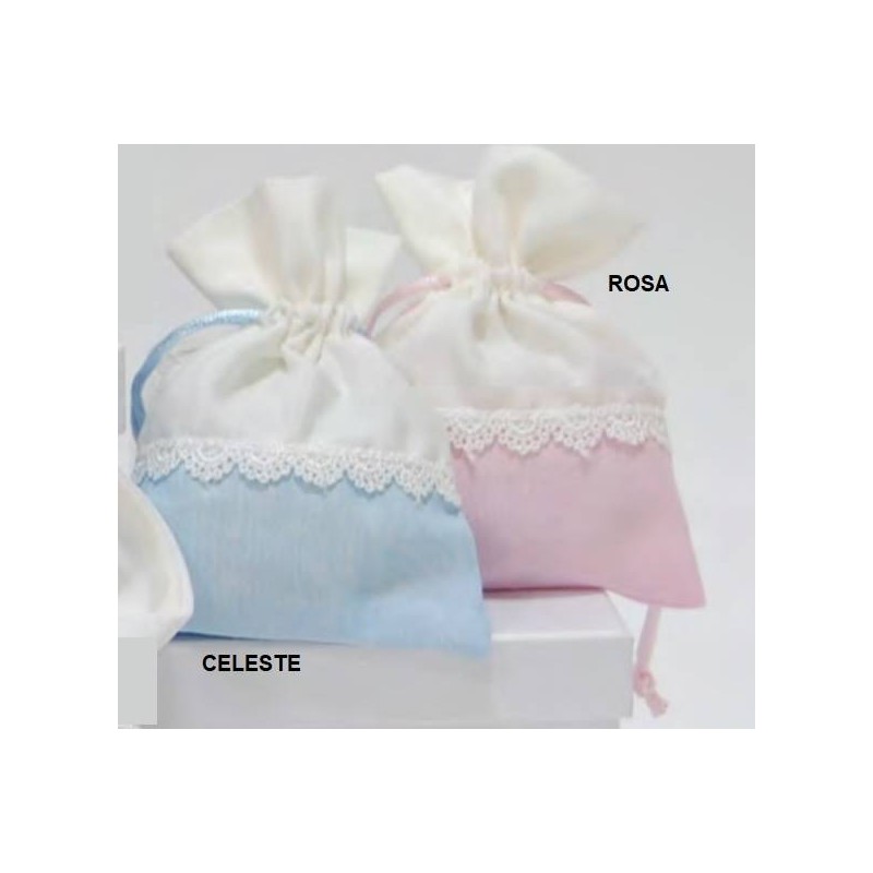 SACCHETTO BOMBONIERA BICOLORE ROSA 12pz