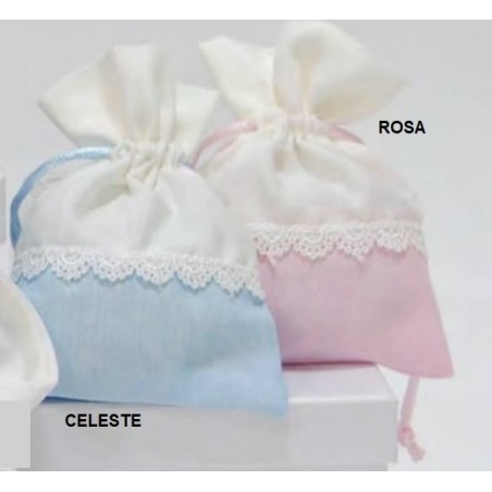 SACCHETTO BOMBONIERA BICOLORE ROSA 12pz