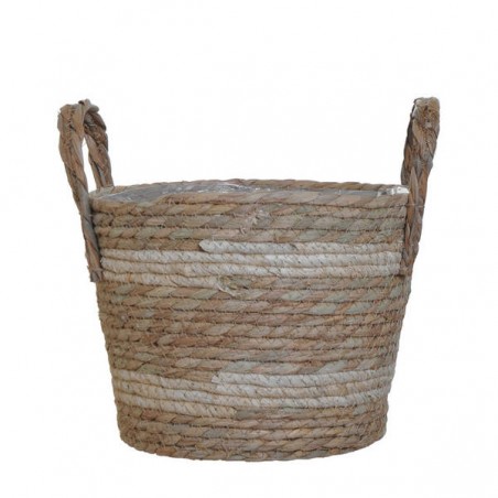 CESTO IN CORDA C/INTERNO PVC E MANICI ø25cm H.18cm