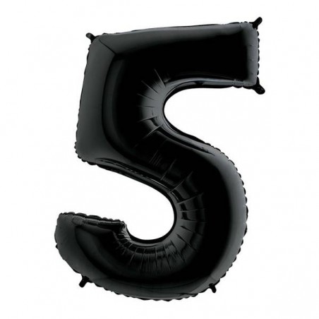 PALLONE NUMERO 5 MYLAR 102cm 40 NERO