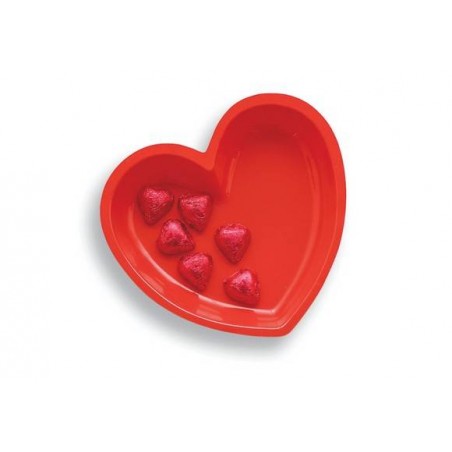 VASSOIO PLASTICA 23cm CUORE ROSSO