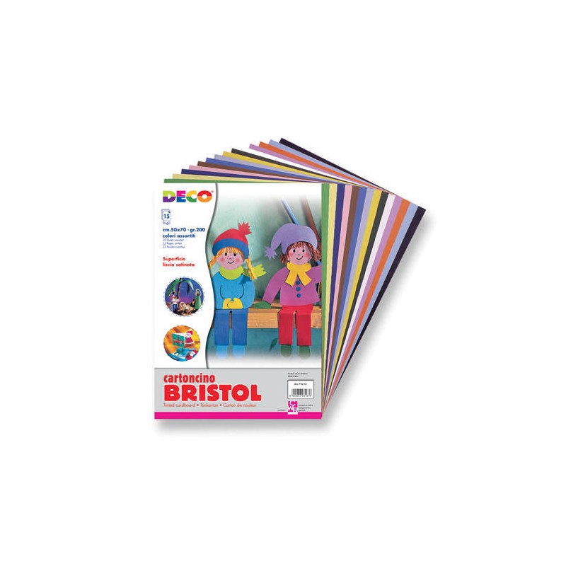 CARTONCINI BRISTOL 25x35cm 15pz ASSORTITI 200gr