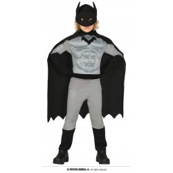 COSTUME SUPEREROE DELLA NOTTE MUSCOLOSO BIMBO 7-9 ANNI