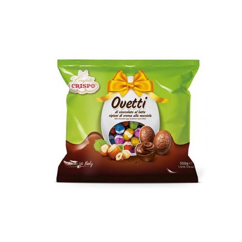 OVETTI CIOCCOLATO LATTE/CREMA NOCCIOLA RIPIENI BUSTA 500gr CRISPO