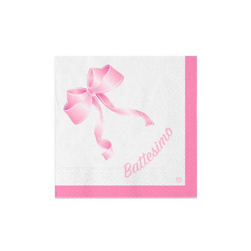 TOVAGLIOLI 25x25 BATTESIMO ROSA 20pz
