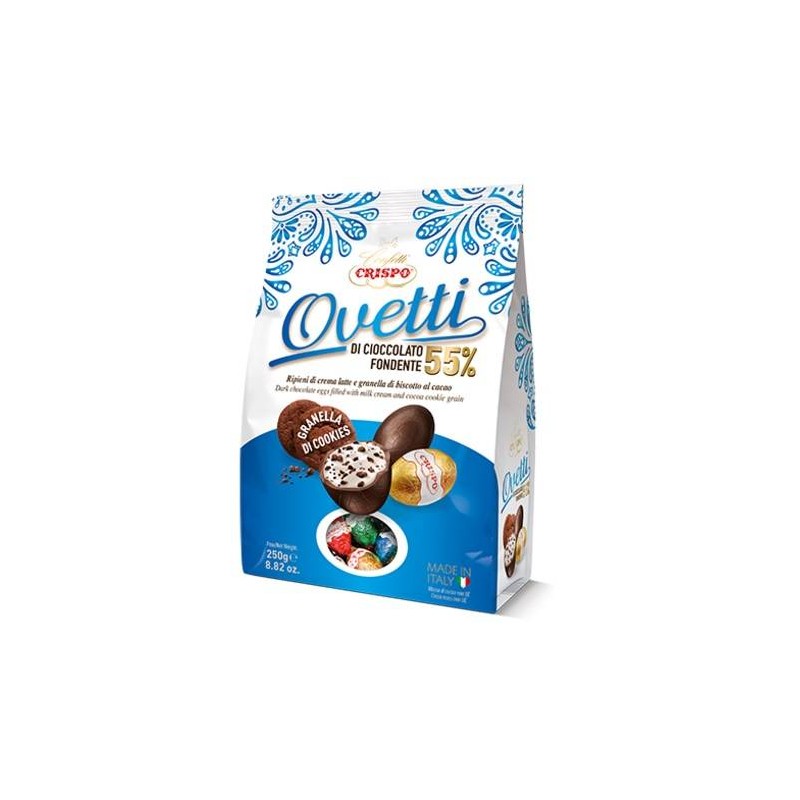 OVETTI CIOCCOLATO FONDENTE 55% CON COOKIES 250gr