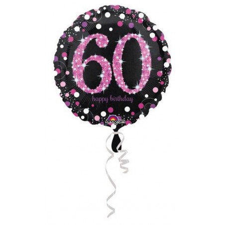 PALLONE MYLAR 60 ANNI PINK CELEBRATION 45cm