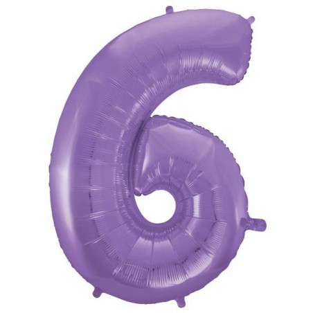 PALLONE NUMERO 6 MYLAR 102cm 40 VELVET LILLA