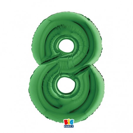 PALLONE NUMERO 8 MYLAR 102cm 40 VERDE