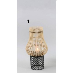 LANTERNA IN LEGNO C/BASE MARRONE H.40cm