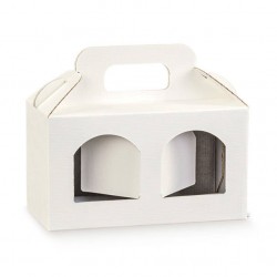 SCATOLA PORTA 2 VASETTI 17x8x9cm SETA BIANCO 10pz